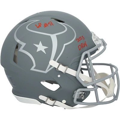 Casque Riddell Authentic 2024 Slate Speed ​​autographié par Will Anderson Jr., des Houston Texans, avec inscription « 2023 DROY ».