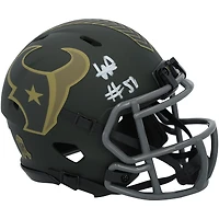 Casque miniature Riddell Speed ​​2025 Salute To Service, autographié par Will Anderson Jr. des Houston Texans