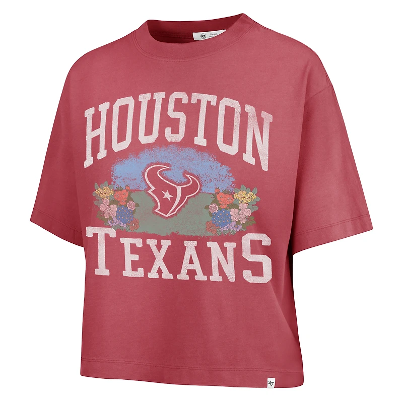 Women's '47  Light Red Houston Texans Florentina Montauk Cropped T-Shirt