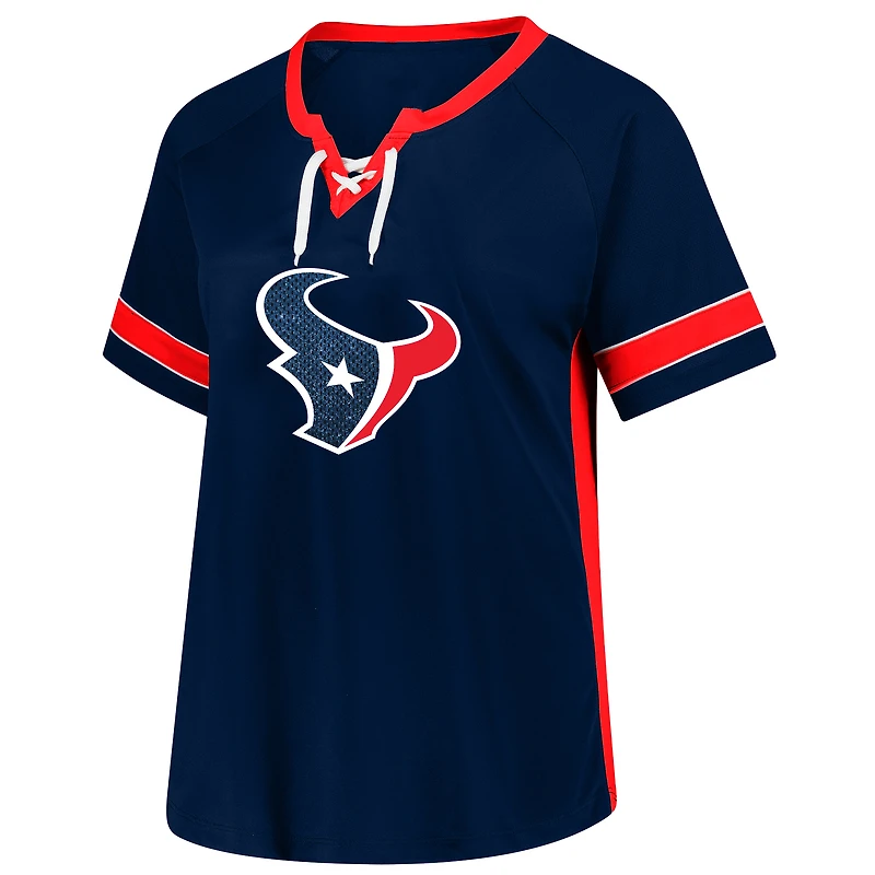 T-shirt à lacets taille plus avec nom et numéro pour femme Fanatics C.J. Stroud Navy Houston Texans