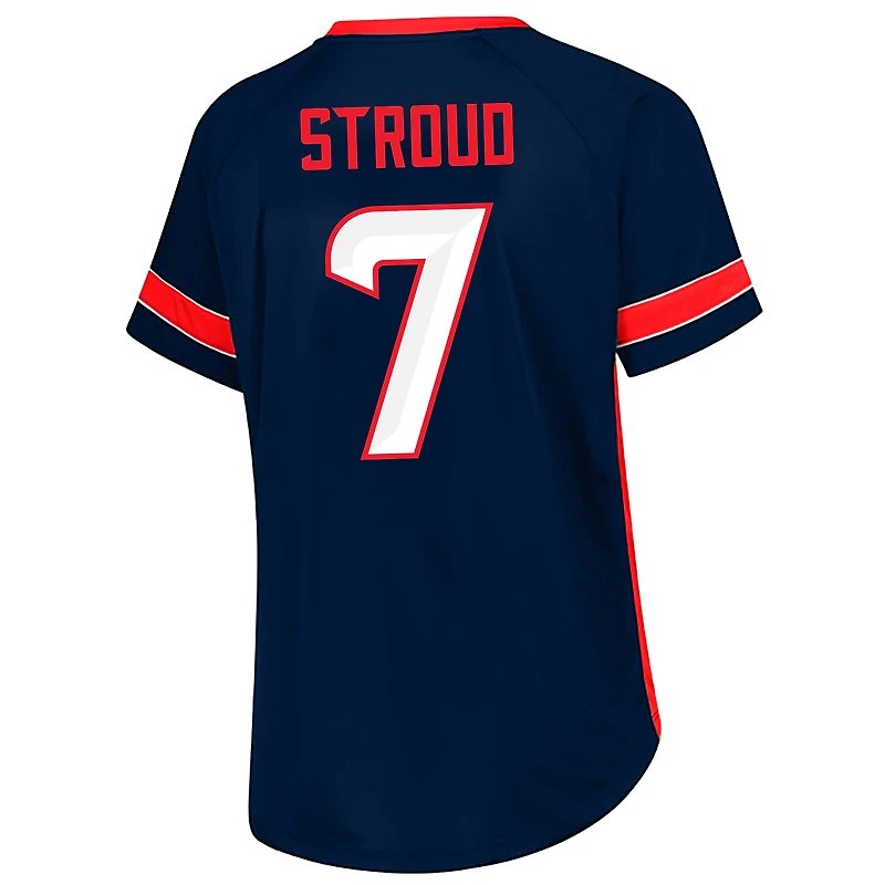 T-shirt à lacets taille plus avec nom et numéro pour femme Fanatics C.J. Stroud Navy Houston Texans