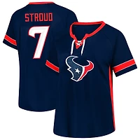 Women's Fanatics C.J. Stroud Navy Houston Texans Plus Name & Number Lace-Up T-Shirt