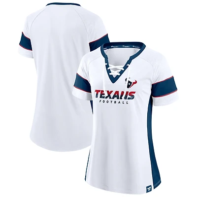 Women's Fanatics  White Houston Texans Block Party Athena Lace-Up Top