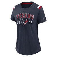 Women's Nike  Heather Navy Houston Texans Prime Logo Slub Fashion T-Shirt