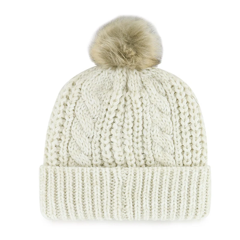 Women's '47  Cream Houston Texans Meeko Cuffed Knit Hat with Pom