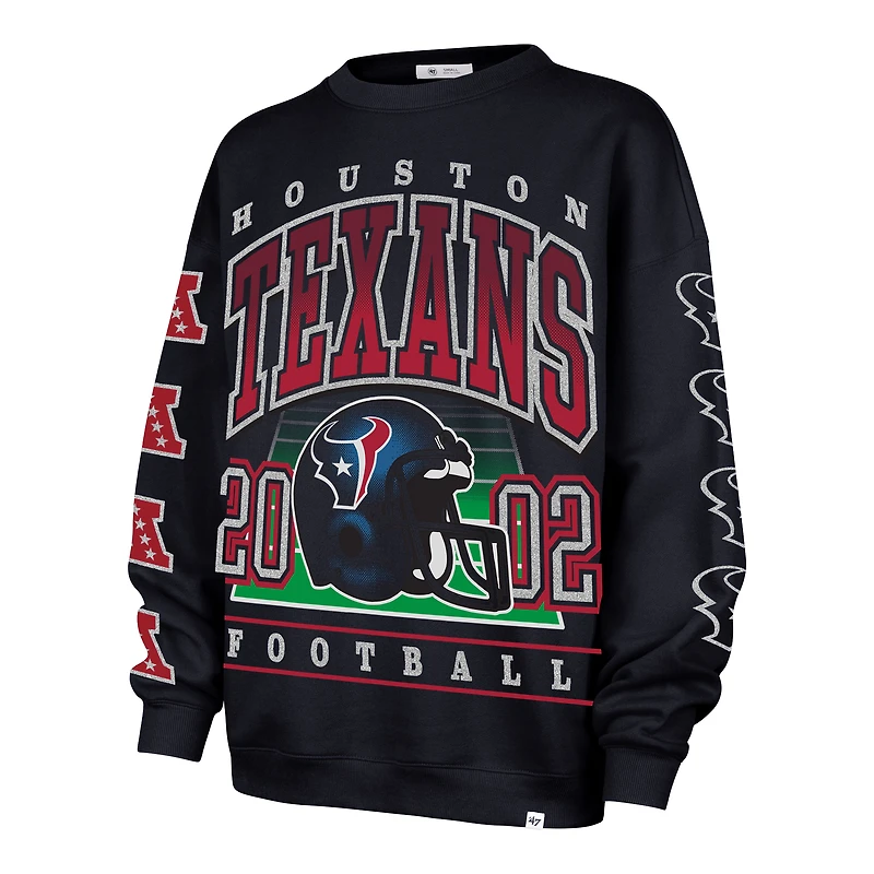 Women's '47 Navy Houston Texans Go Big Oversized Pullover Sweatshirt