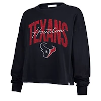 Women's '47 Navy Houston Texans Muse Sydney Long Sleeve Cropped T-Shirt
