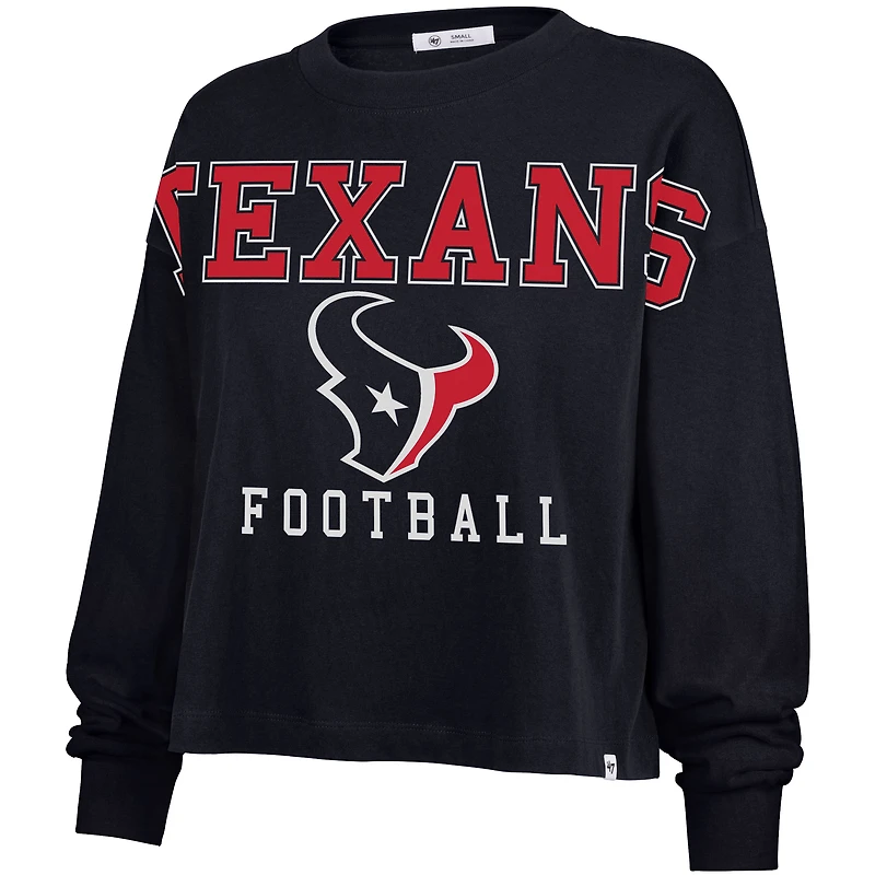 Women's '47 Navy Houston Texans Outreach City Oversized Long Sleeve T-Shirt