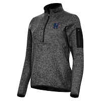 Women's Antigua Heather Black Houston Texans H-Town Fortune Half-Zip Jacket
