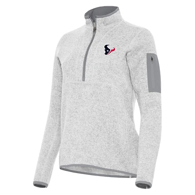 Women's Antigua Heather Gray Houston Texans  Fortune Half-Zip Jacket