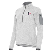Women's Antigua Heather Gray Houston Texans  Fortune Half-Zip Jacket