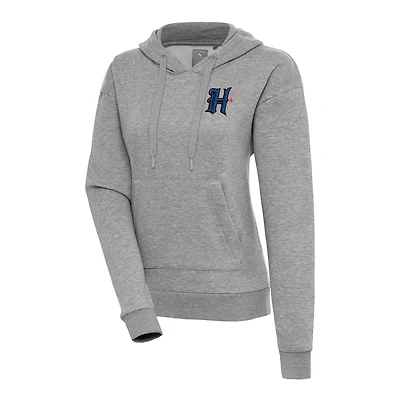 Women's Antigua  Heather Gray Houston Texans Victory Pullover Hoodie
