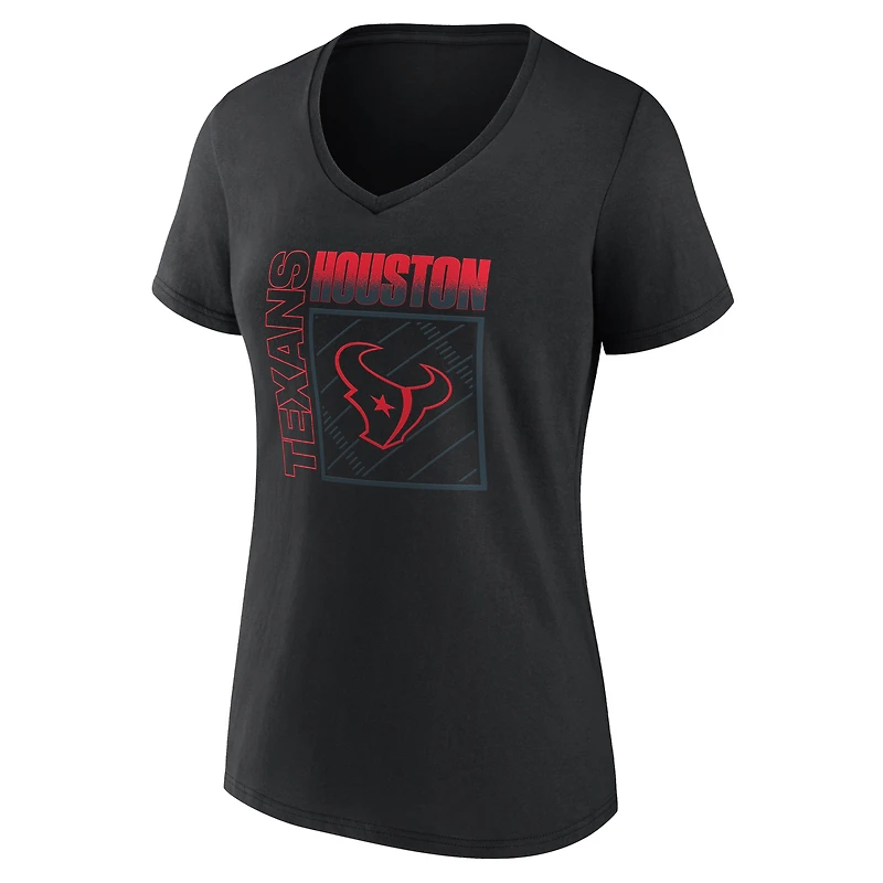 T-shirt à col en V personnalisé avec nom et numéro, style domicile des Houston Texans, pour femmes, noir