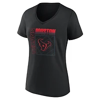 T-shirt à col en V personnalisé avec nom et numéro, style domicile des Houston Texans, pour femmes, noir