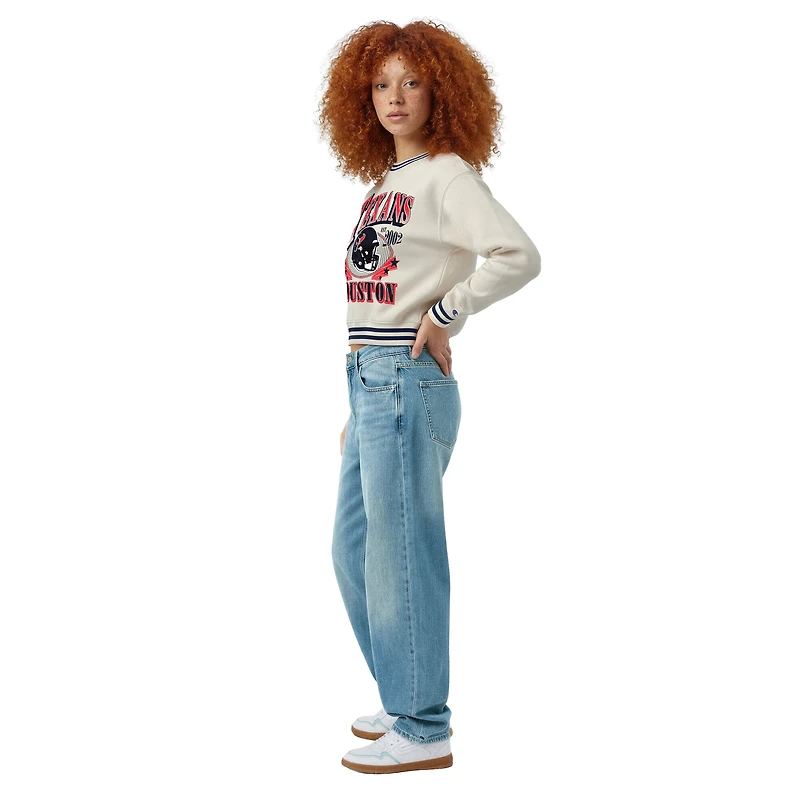 Women's Champion  Cream Houston Texans Reverse Weave Fleece Sweatshirt