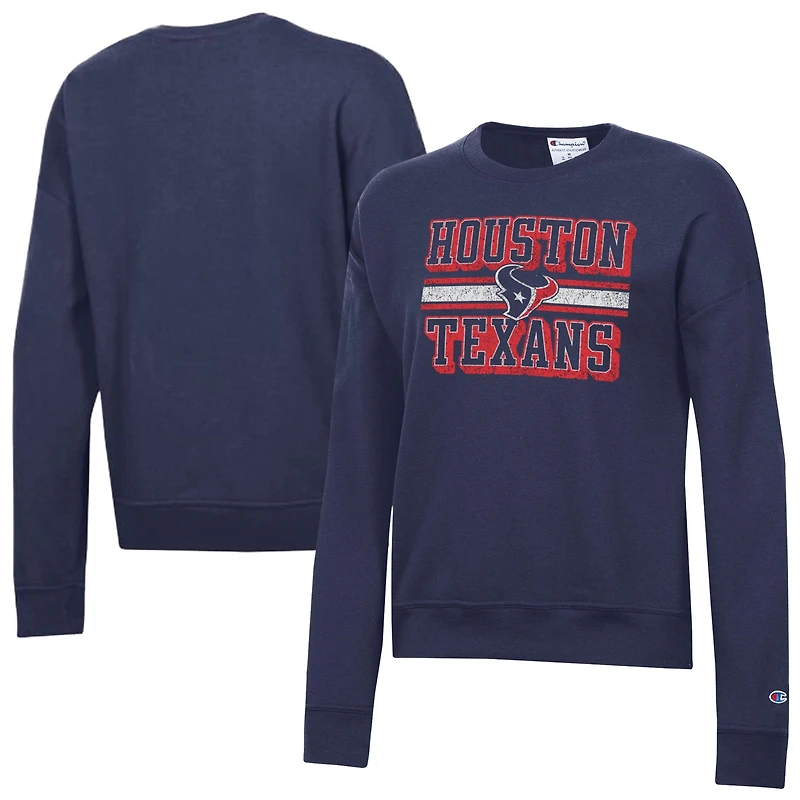 Women's Champion  Navy Houston Texans Powerblend Fleece Sweatshirt