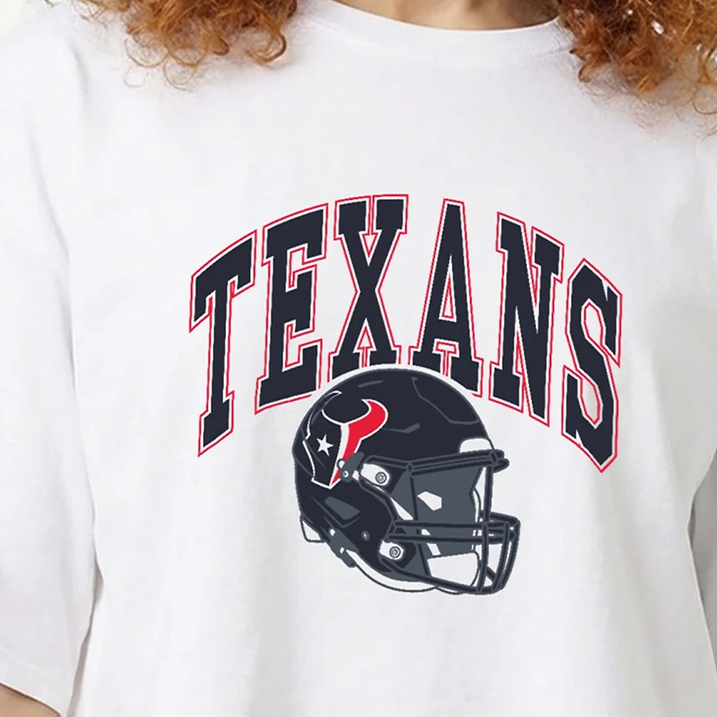 Women's Champion  White Houston Texans Boyfriend Cropped T-Shirt