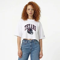 T-shirt court boyfriend blanc Champion Houston Texans pour femmes