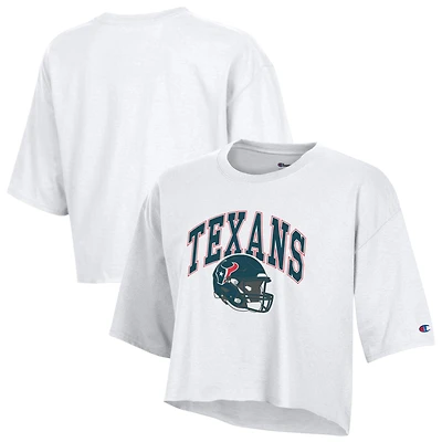 Women's Champion  White Houston Texans Boyfriend Cropped T-Shirt