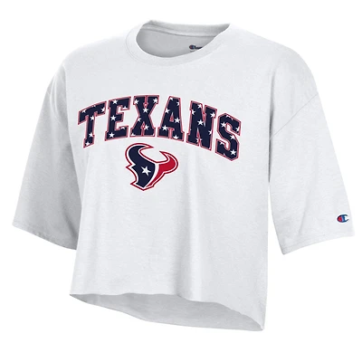 Women's Champion White Houston Texans Star Spangled Cropped T-Shirt