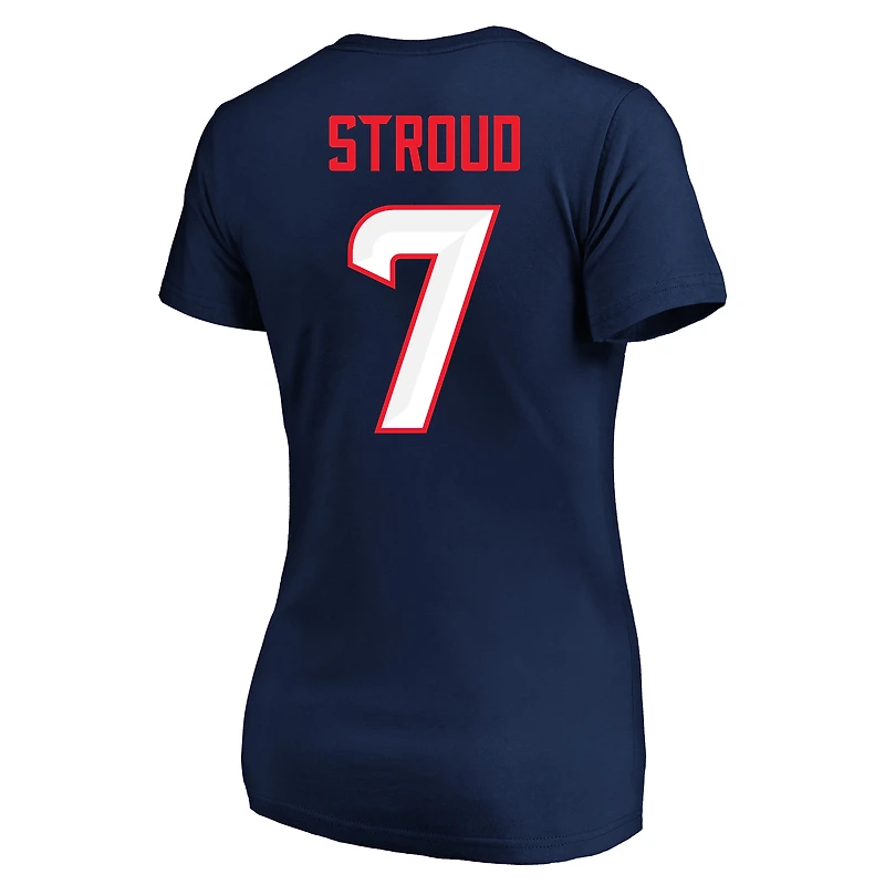 T-shirt à col rond pour femme C.J. Stroud Navy Houston Texans grande taille Fair Catch Name & Number