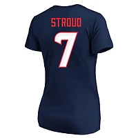 T-shirt à col rond pour femme C.J. Stroud Navy Houston Texans grande taille Fair Catch Name & Number