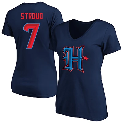 T-shirt à col rond pour femme C.J. Stroud Navy Houston Texans grande taille Fair Catch Name & Number