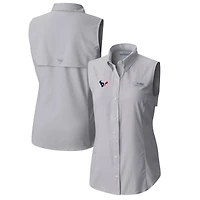 Women's Columbia  Gray Houston Texans PFG Tamiami Omni-Shade Sleeveless Button-Up Shirt
