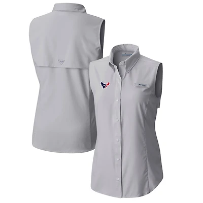 Women's Columbia  Gray Houston Texans PFG Tamiami Omni-Shade Sleeveless Button-Up Shirt