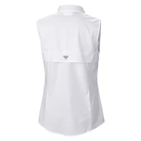 Women's Columbia  White Houston Texans PFG Tamiami Omni-Shade Sleeveless Button-Up Shirt