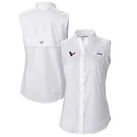 Chemise boutonnée sans manches Columbia White Houston Texans PFG Tamiami Omni-Shade pour femme