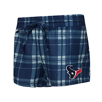 Ensemble pyjama Concepts Sport pour femme, gris chiné/marine, Houston Texans, à carreaux, manches longues et short.