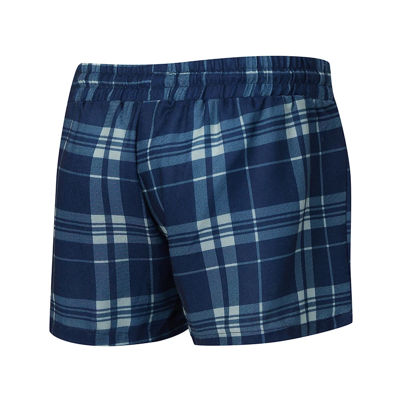 Ensemble pyjama Concepts Sport pour femme, gris chiné/marine, Houston Texans, à carreaux, manches longues et short.