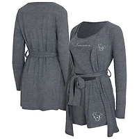 Ensemble débardeur, short et peignoir Rigor de Houston Texans bleu marine chiné pour femme