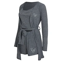 Ensemble débardeur, short et peignoir Rigor de Houston Texans bleu marine chiné pour femme