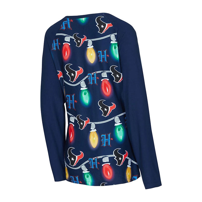 Ensemble t-shirt à manches longues et pantalon en tricot raglan Garland de Houston Texans pour femme Concepts Sport