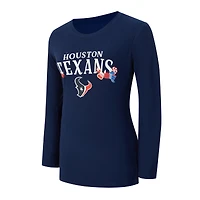 Women's Concepts Sport Navy Houston Texans Chesnut Long Sleeve T-Shirt and Pant Sleep Set