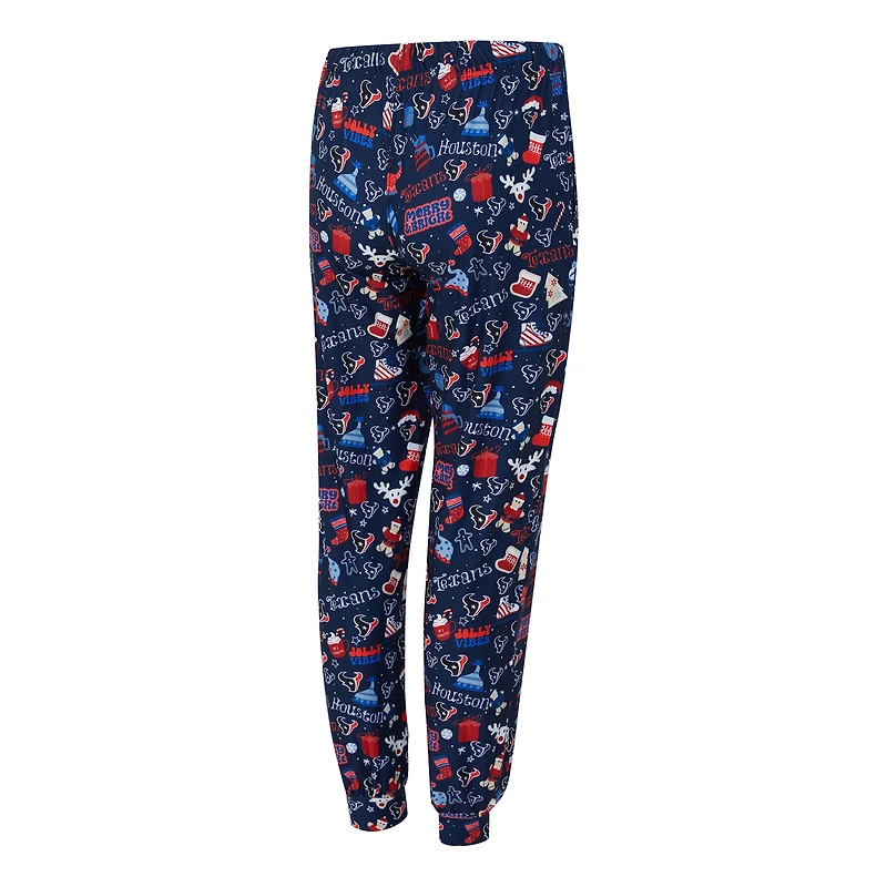 Ensemble de nuit pour femme Concepts Sport Navy Houston Texans Chesnut avec t-shirt à manches longues et pantalon