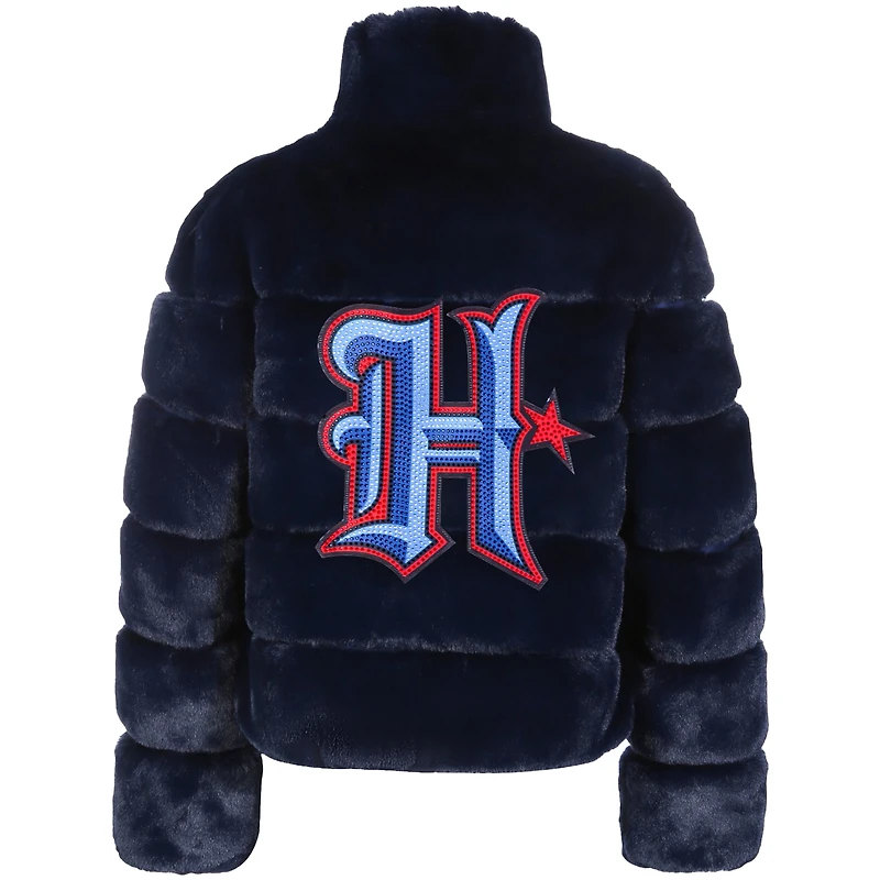 Women's Cuce  Navy Houston Texans Faux Fur Full-Zip Coat