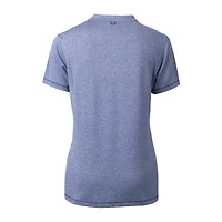 Haut à col en V extensible DryTec Forge pour femme, bleu chiné, avec logo du casque des Houston Texans et Cutter & Buck