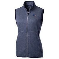 Women's Cutter & Buck Heathered Navy Houston Texans Mainsail Basic Sweater Knit Fleece Full-Zip Vest