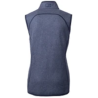 Women's Cutter & Buck Heathered Navy Houston Texans Mainsail Basic Sweater Knit Fleece Full-Zip Vest