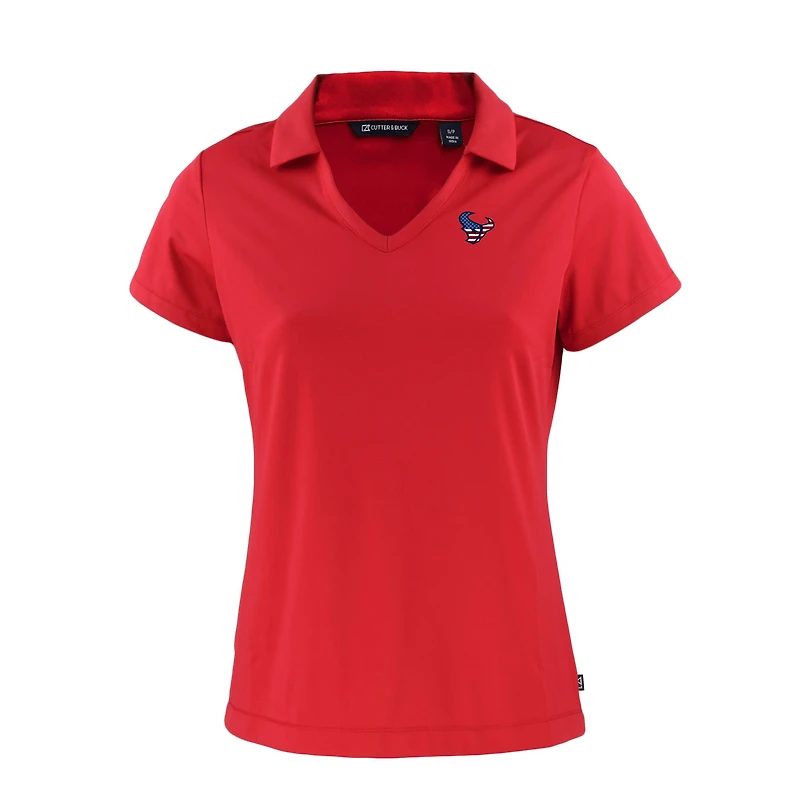 Polo Cutter & Buck rouge Houston Texans Daybreak Eco Recycled à col en V pour femme