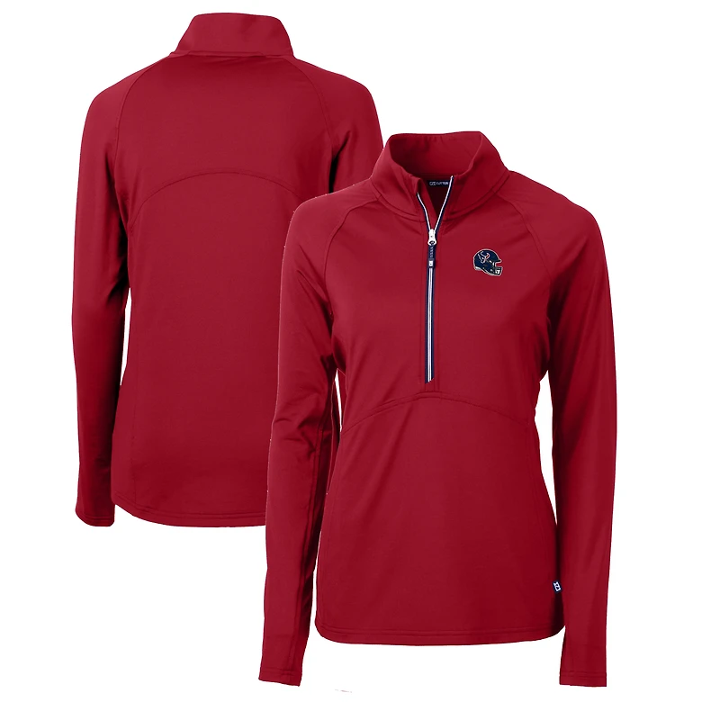 Pull-over demi-zippé en tricot extensible recyclé avec logo casque des Houston Texans pour femme, Cutter & Buck, rouge