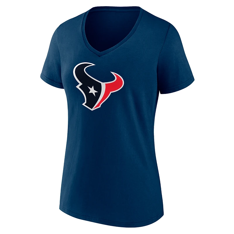 T-shirt à col en V Fanatics C.J. Stroud pour femmes, icône des Houston Texans, nom et numéro du joueur, bleu marine