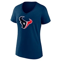 T-shirt à col en V Fanatics C.J. Stroud pour femmes, icône des Houston Texans, nom et numéro du joueur, bleu marine