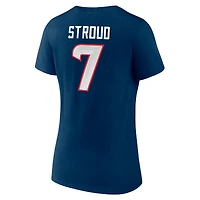 T-shirt à col en V Fanatics C.J. Stroud pour femmes, icône des Houston Texans, nom et numéro du joueur, bleu marine