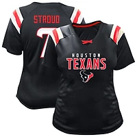 Women's Fanatics C.J. Stroud Navy Houston Texans Plus Name & Number Raglan Lace V-Neck T-Shirt
