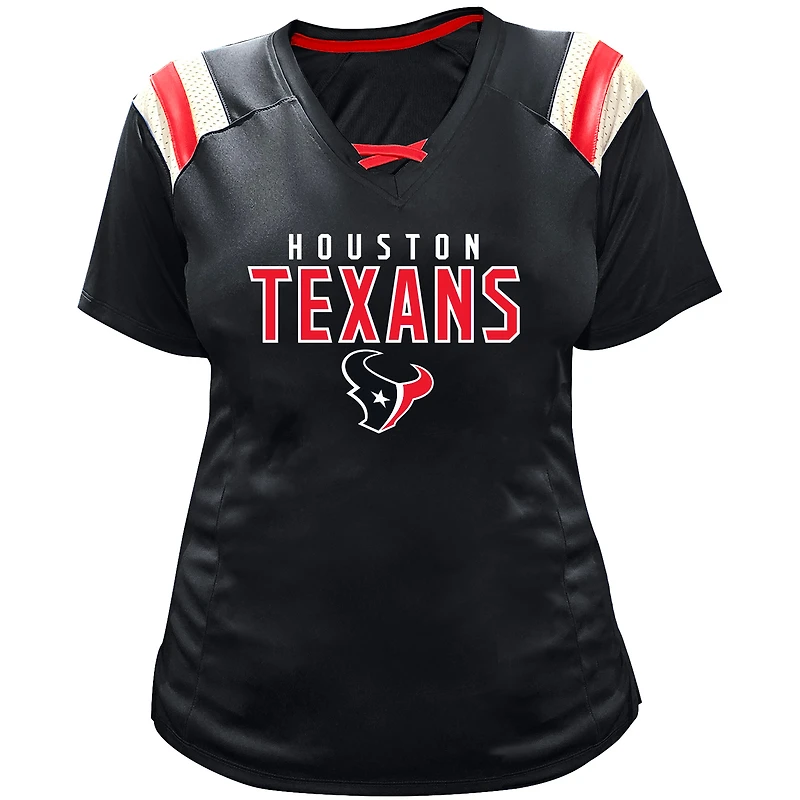 Women's Fanatics C.J. Stroud Navy Houston Texans Plus Name & Number Raglan Lace V-Neck T-Shirt