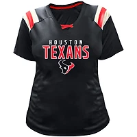 Women's Fanatics C.J. Stroud Navy Houston Texans Plus Name & Number Raglan Lace V-Neck T-Shirt